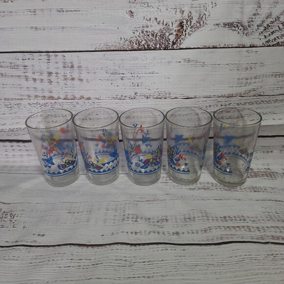 KRAFT Swanky Swig Drinking Glasses 1950s - 4 3/8" Tall - Flower - Colorful - Picture 4 of 6